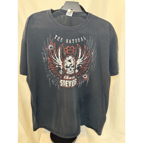 Vintage "The Natural" Chase Stevens Winged Skull T-Shirt - MMA Pro Wrestling Tee - Picture 2 of 3